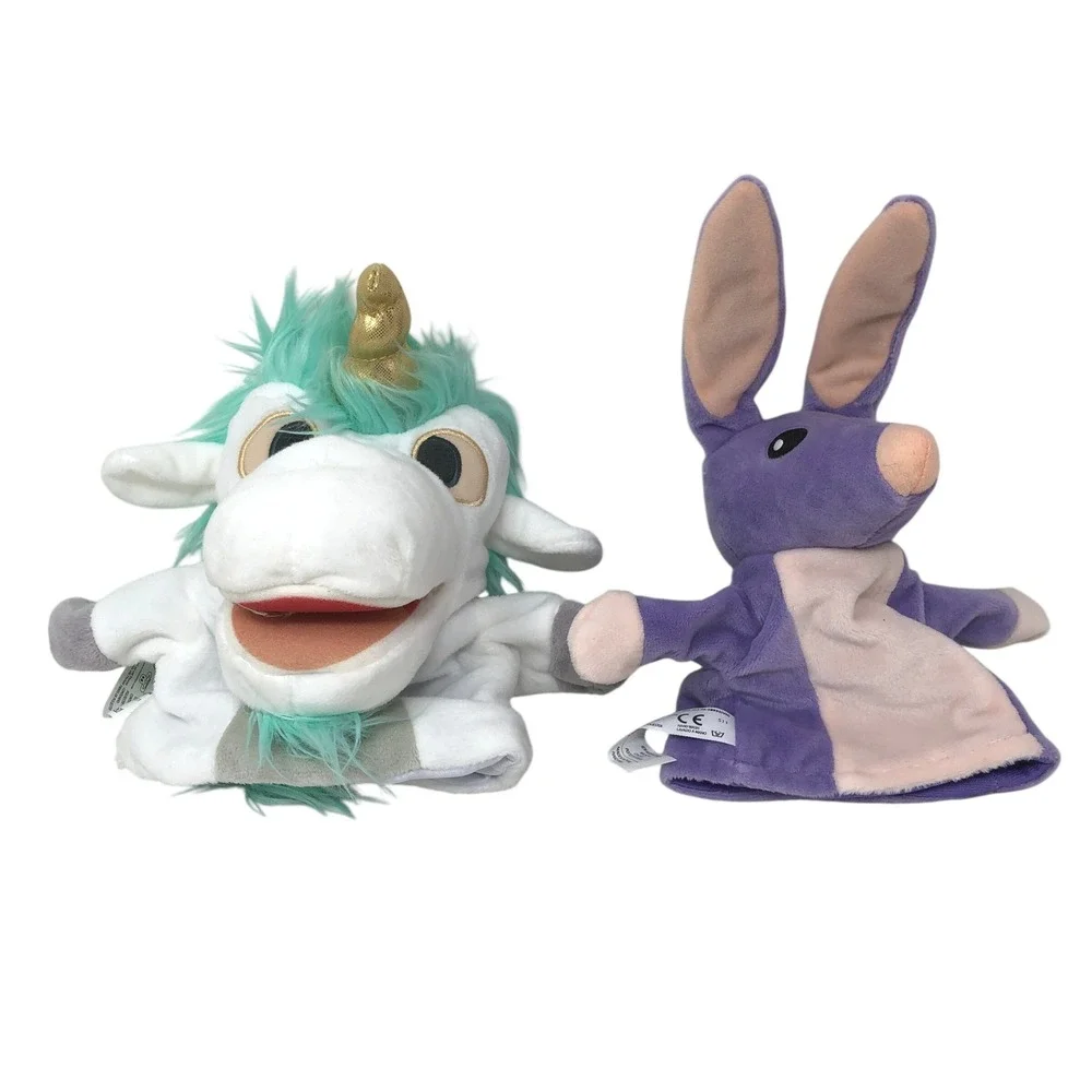 Bluey Unicorse Bob Bilby Hand Puppet Set Purple White Plush Moose Toys